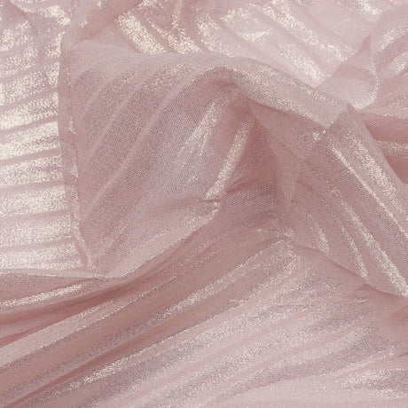Polyester Chiffon with Abstract Pleats and Gold Foil - Pink - Melia Collection