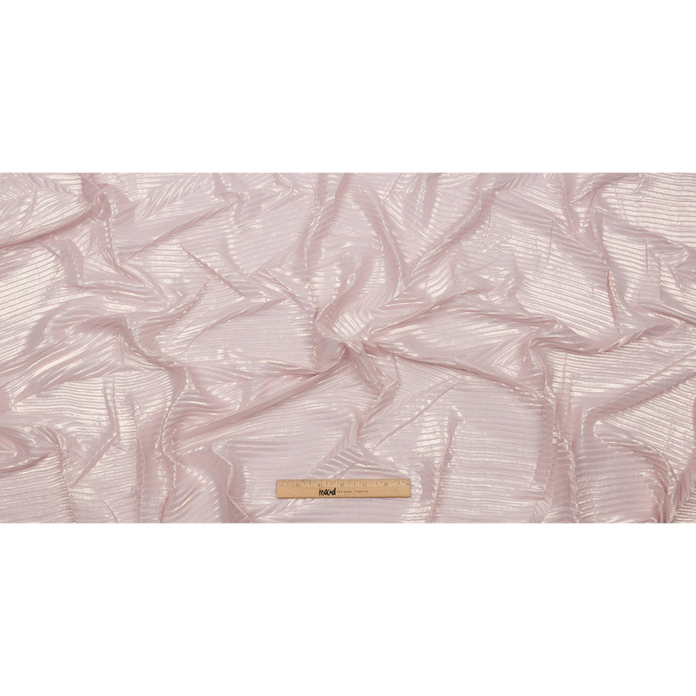 Polyester Chiffon with Abstract Pleats and Gold Foil - Pink - Melia Collection