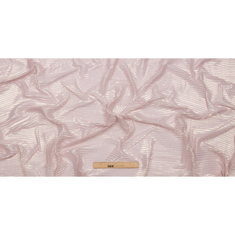 Polyester Chiffon with Abstract Pleats and Gold Foil - Pink - Melia Collection