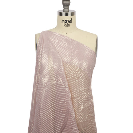 Polyester Chiffon with Abstract Pleats and Gold Foil - Pink - Melia Collection