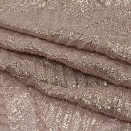 Polyester Chiffon with Abstract Pleats and Gold Foil - Tan - Melia Collection