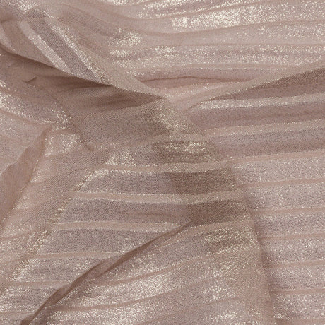 Polyester Chiffon with Abstract Pleats and Gold Foil - Tan - Melia Collection
