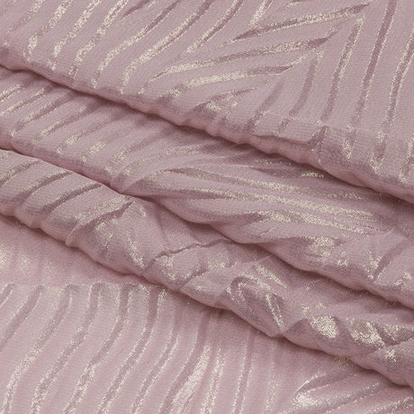 Polyester Chiffon with Abstract Pleats and Gold Foil - Mauve - Melia Collection