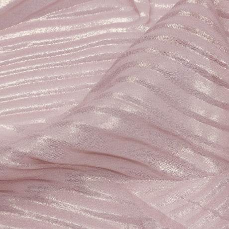 Polyester Chiffon with Abstract Pleats and Gold Foil - Mauve - Melia Collection