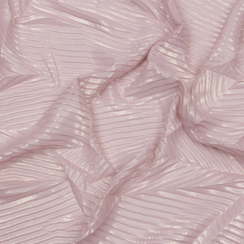 Polyester Chiffon with Abstract Pleats and Gold Foil - Mauve - Melia Collection