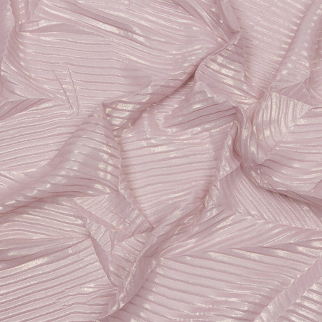 Polyester Chiffon with Abstract Pleats and Gold Foil - Mauve - Melia Collection