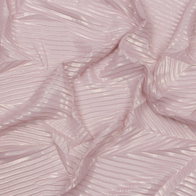 Polyester Chiffon with Abstract Pleats and Gold Foil - Mauve - Melia Collection
