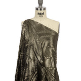 Polyester Chiffon with Abstract Pleats and Gold Foil - Black - Melia Collection