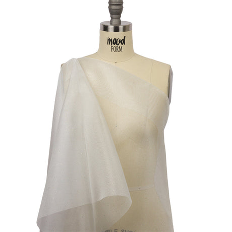 Polyester Mesh Organza with Gold Glitter - White - Starlight Collection