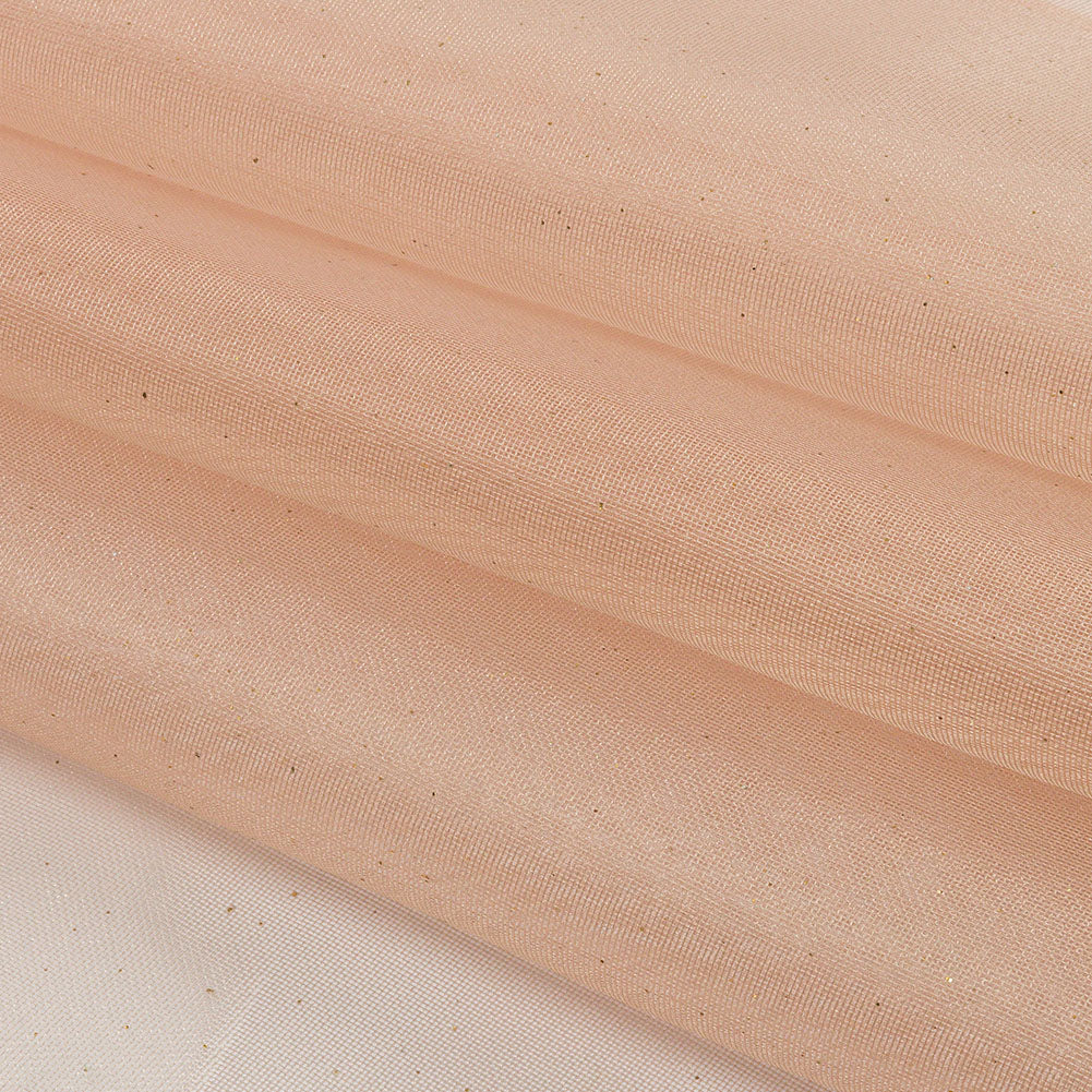 Polyester Mesh Organza with Gold Glitter - Tan - Starlight Collection