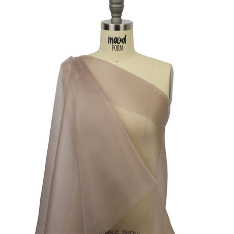Polyester Mesh Organza with Gold Glitter - Stone - Starlight Collection