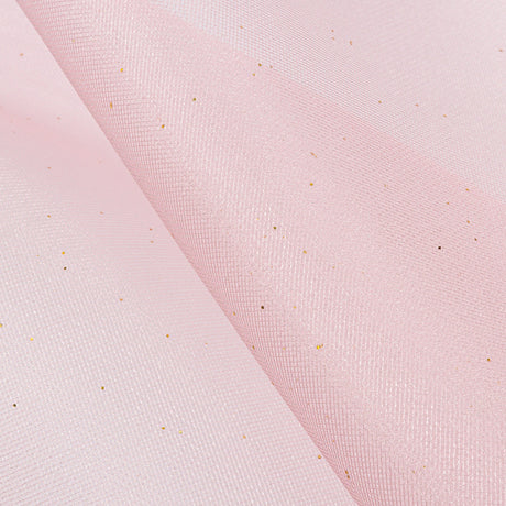 Polyester Mesh Organza with Gold Glitter - Baby Pink - Starlight Collection