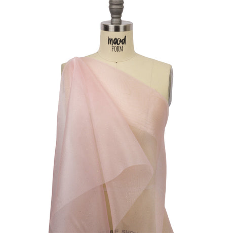Polyester Mesh Organza with Gold Glitter - Baby Pink - Starlight Collection