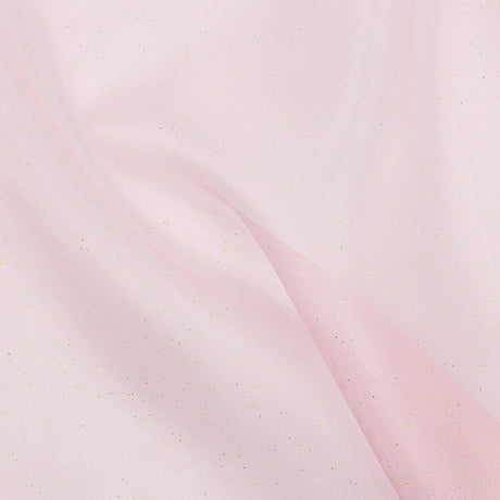 Polyester Mesh Organza with Gold Glitter - Baby Pink - Starlight Collection