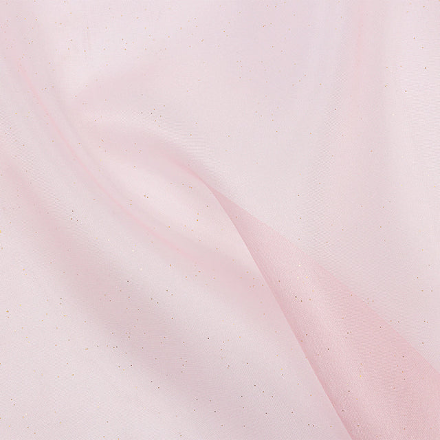 Polyester Mesh Organza with Gold Glitter - Baby Pink - Starlight Collection