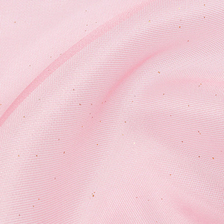 Polyester Mesh Organza with Gold Glitter - Bubblegum - Starlight Collection