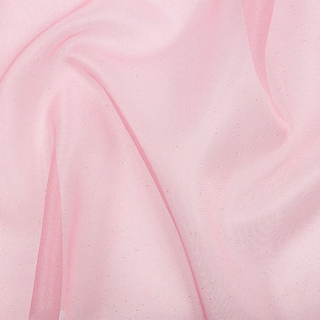 Polyester Mesh Organza with Gold Glitter - Bubblegum - Starlight Collection
