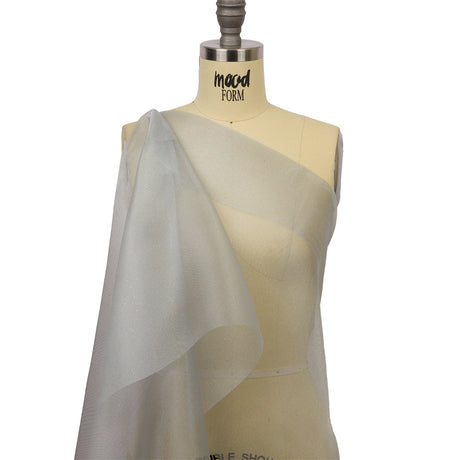 Polyester Mesh Organza with Gold Glitter - Pale Blue - Starlight Collection