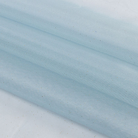 Polyester Mesh Organza with Gold Glitter - Sky Blue - Starlight Collection