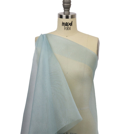 Polyester Mesh Organza with Gold Glitter - Sky Blue - Starlight Collection