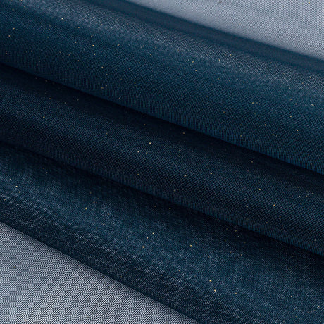 Polyester Mesh Organza with Gold Glitter - Navy - Starlight Collection