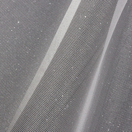 Polyester Mesh Organza with Silver Glitter - White - Starlight Collection