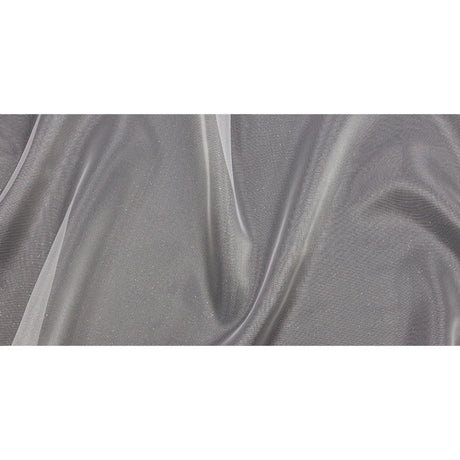 Polyester Mesh Organza with Silver Glitter - White - Starlight Collection