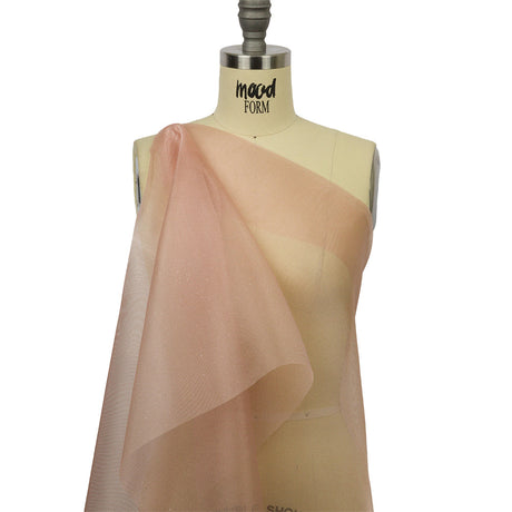 Polyester Mesh Organza with Silver Glitter - Rose Gold - Starlight Collection