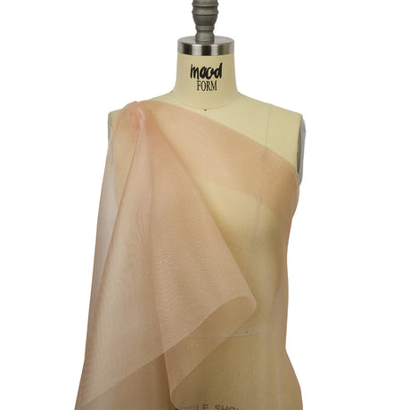 Polyester Mesh Organza with Silver Glitter - Tan - Starlight Collection