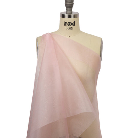 Polyester Mesh Organza with Silver Glitter - Baby Pink - Starlight Collection