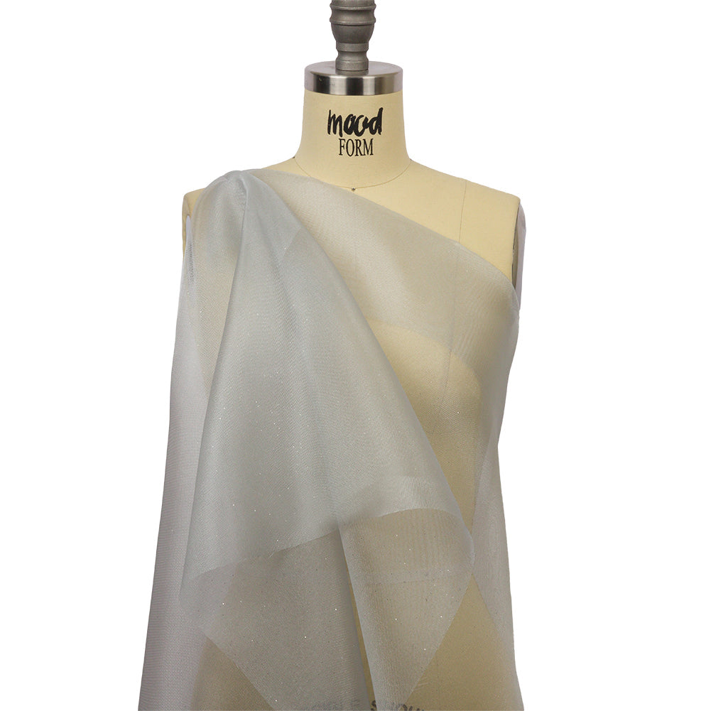 Polyester Mesh Organza with Silver Glitter - Pale Blue - Starlight Collection
