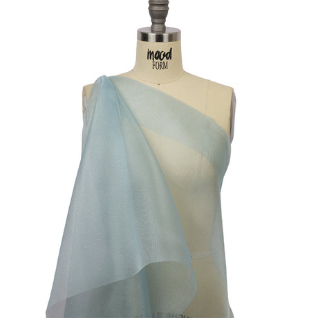 Polyester Mesh Organza with Silver Glitter - Sky Blue - Starlight Collection