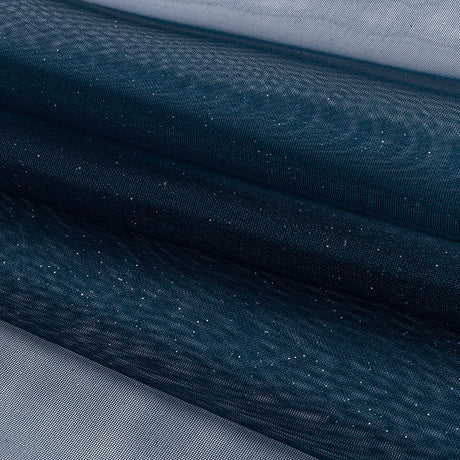 Polyester Mesh Organza with Silver Glitter - Navy - Starlight Collection
