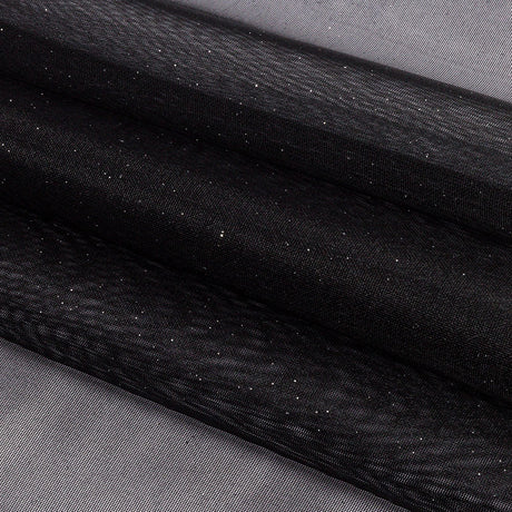 Polyester Mesh Organza with Silver Glitter - Black - Starlight Collection