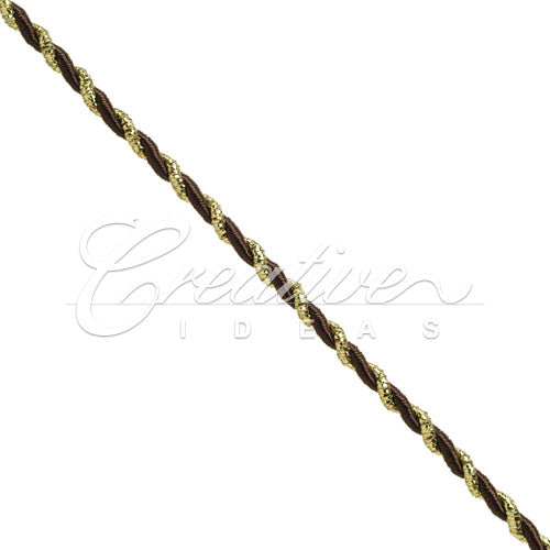 3Mm 2 Ply Twist Cords - 25 Yards (Brown/Gold)
