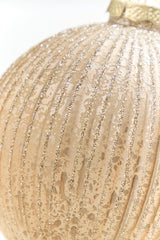 4" - 6" Champagne Glitter Ribbed Glass Ornament