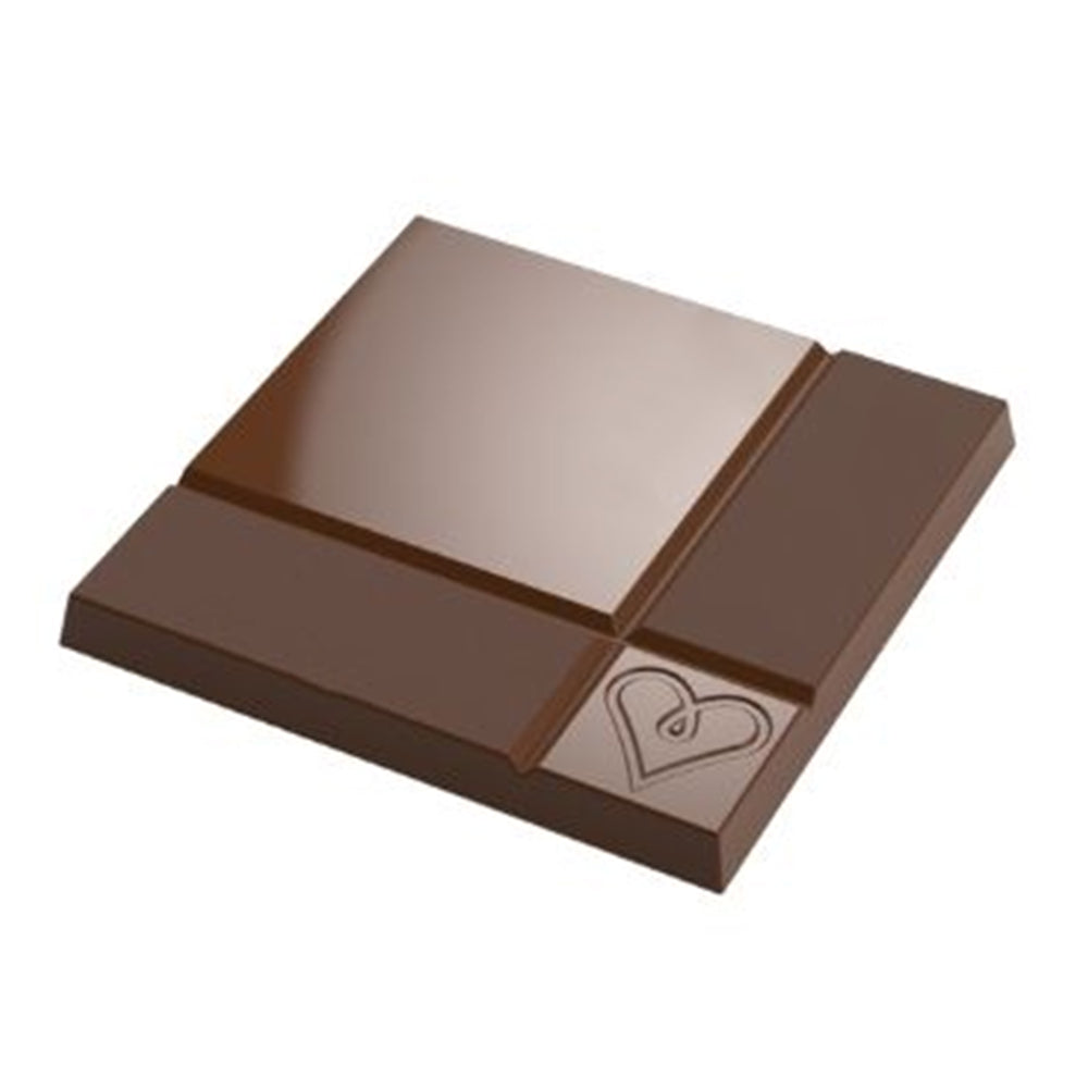 Greyas Polycarbonate Chocolate Mold, Heart Tablet by Luis Amado, 6 Cavities