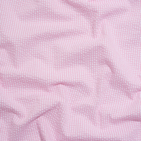 Polyester and Cotton Seersucker - Pink and White Checks - Wylie Collection