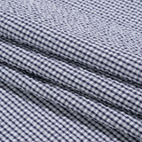 Polyester and Cotton Seersucker - Dark Blue and White Checks - Wylie Collection