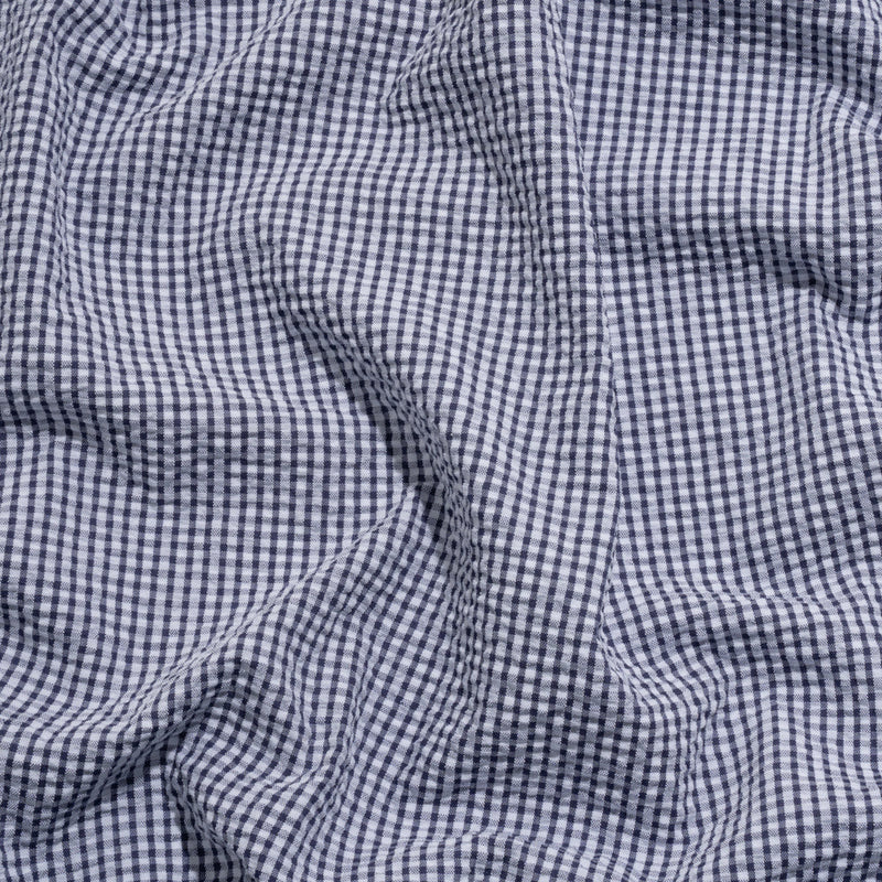 Polyester and Cotton Seersucker - Dark Blue and White Checks - Wylie Collection