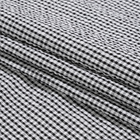 Polyester and Cotton Seersucker - Black and White Checks - Wylie Collection