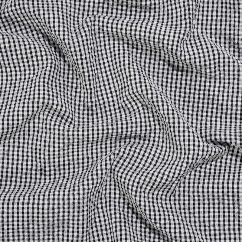 Polyester and Cotton Seersucker - Black and White Checks - Wylie Collection