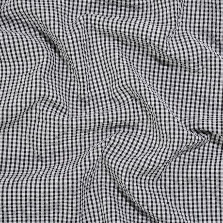 Polyester and Cotton Seersucker - Black and White Checks - Wylie Collection