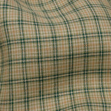 Green and Beige Checked Lightweight Linen Woven