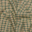 Green and Beige Checked Lightweight Linen Woven