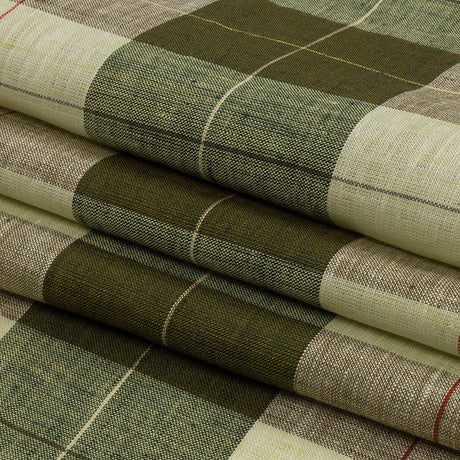 Olive and Lime Big Checks Lightweight Linen Woven