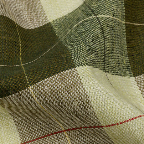 Olive and Lime Big Checks Lightweight Linen Woven