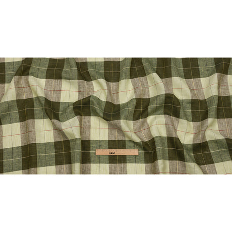 Olive and Lime Big Checks Lightweight Linen Woven