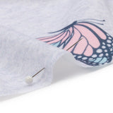 Heathered Gray, Pink and Blue Butterflies Recycled Polyester Interlock Knit