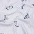 Heathered Gray, Pink and Blue Butterflies Recycled Polyester Interlock Knit